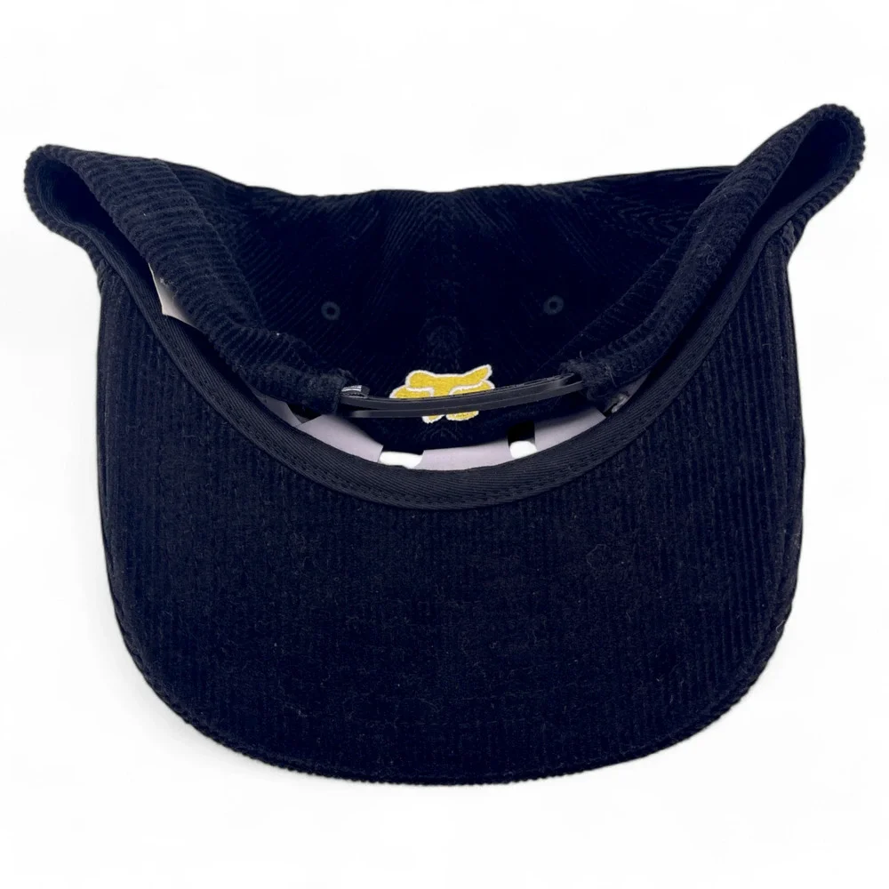 Fox‎ Racing Burm Corduroy Rope Black Retro Logo Snapback Adjustable Hat Cap